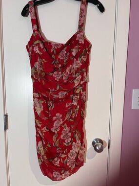 Dolce & Gabbana Red Silk Sleeveless Ruched Dress